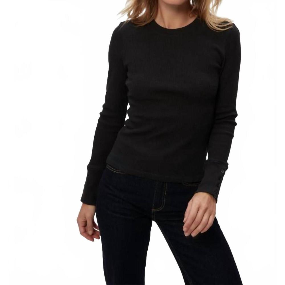NEW MICHAEL STARS willa thermal pullover top in black
